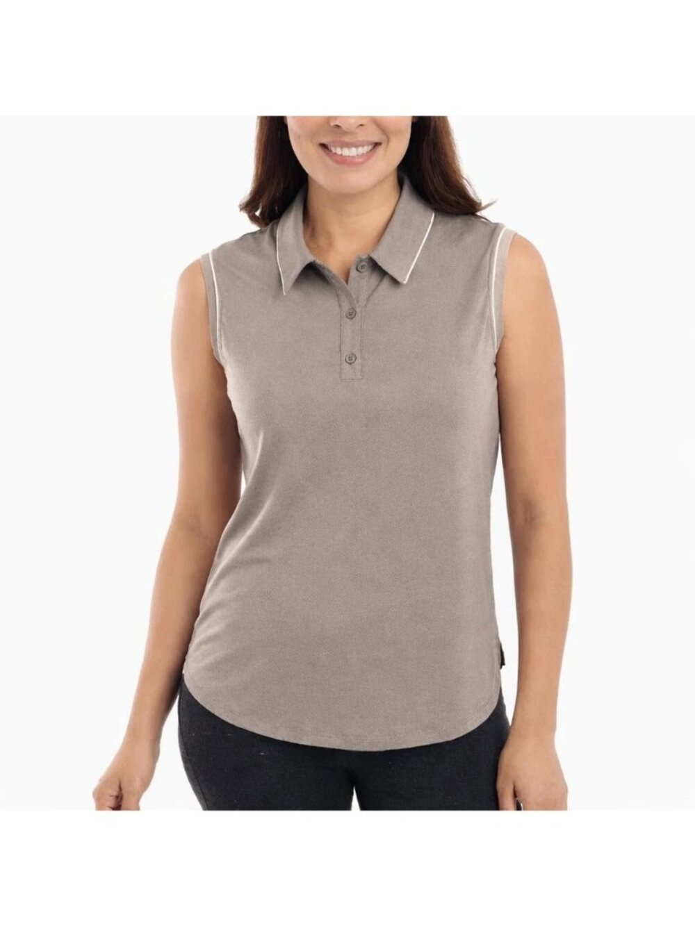 NWT Elle Sport Women's XS Beige Sleeveless Polo Shirt Activewear J2153